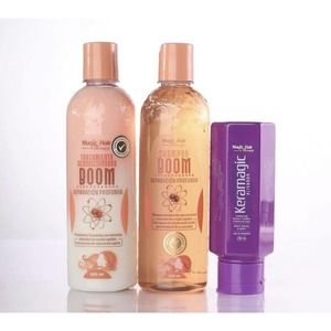 Magic Hair Therapy Shampoo, Acondicionador BOOM y Keramagic Morada Alisador